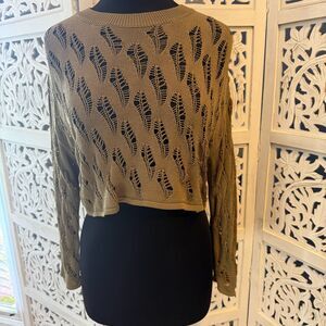 Knit Mod on Trend Cropped Sweater Sage Leaf size Small Med